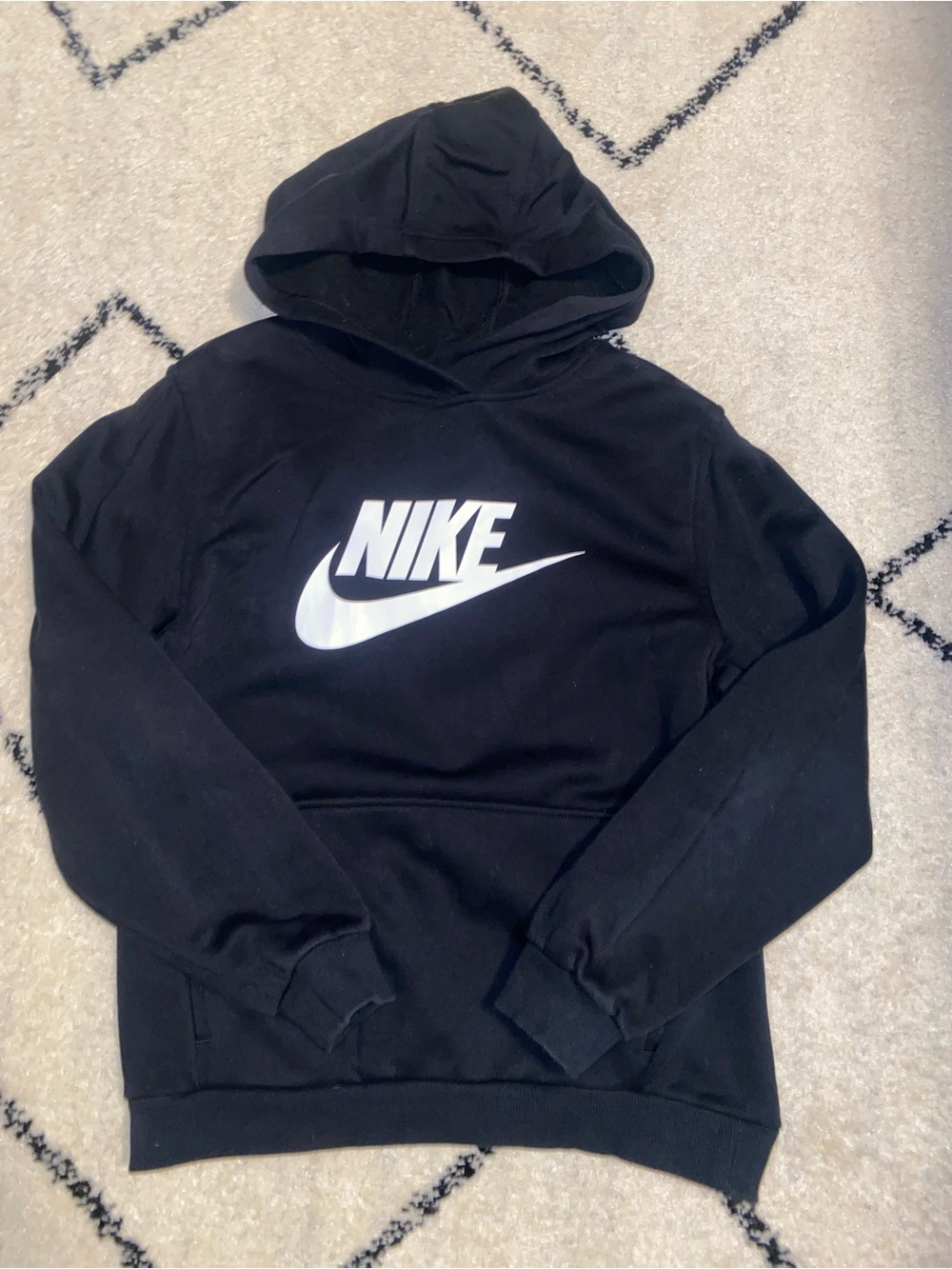 Nike Black Crewneck Hoodie with White Swoosh Logo
